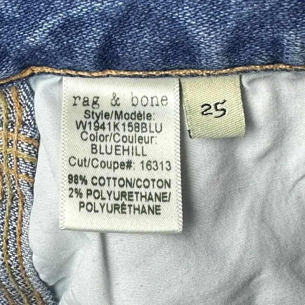 Rag & Bone Jean Shorts Womens 25 Blue Med Wash Cut Off Raw Hem Snap Button Fly